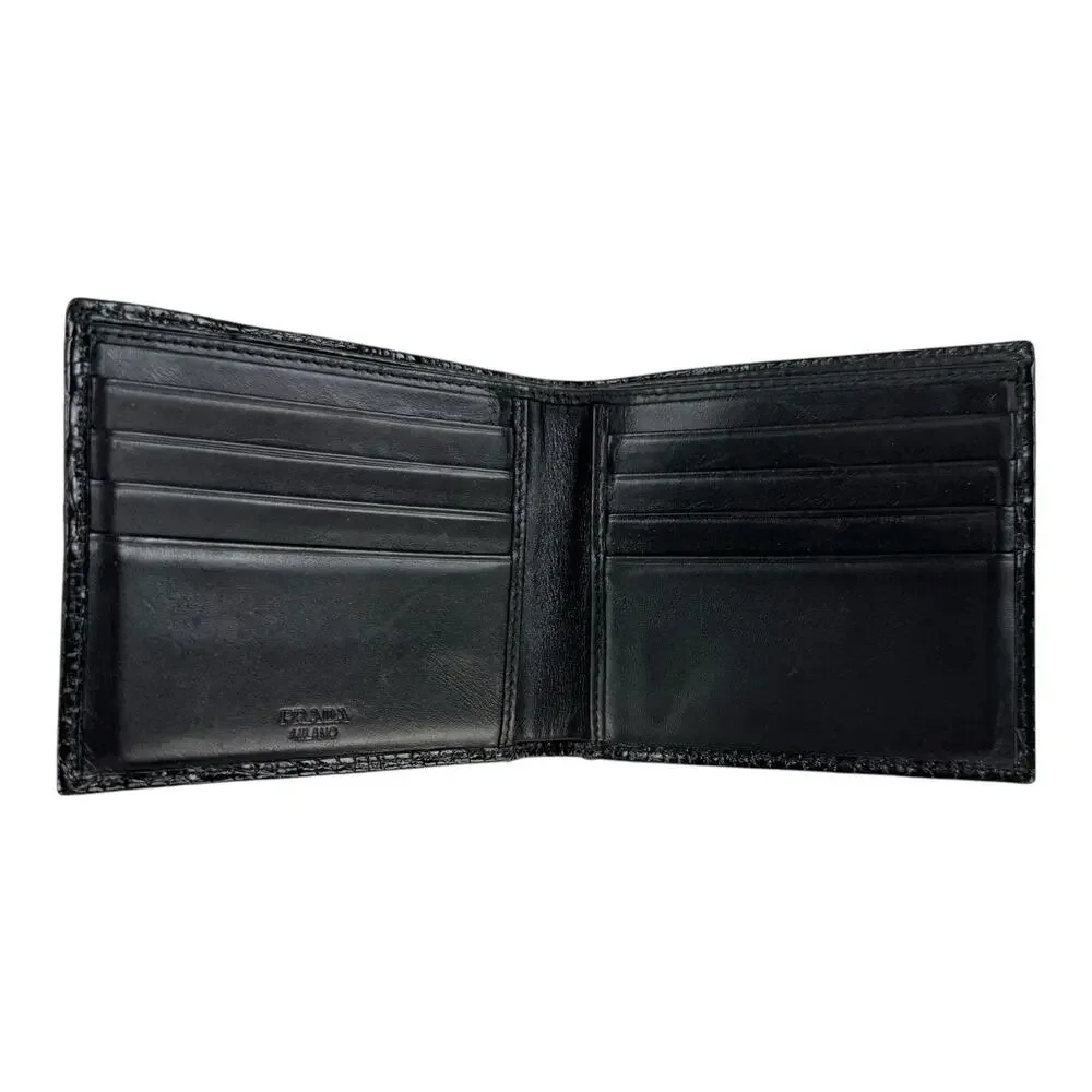 Prada Croc-Embossed Bifold Wallet
